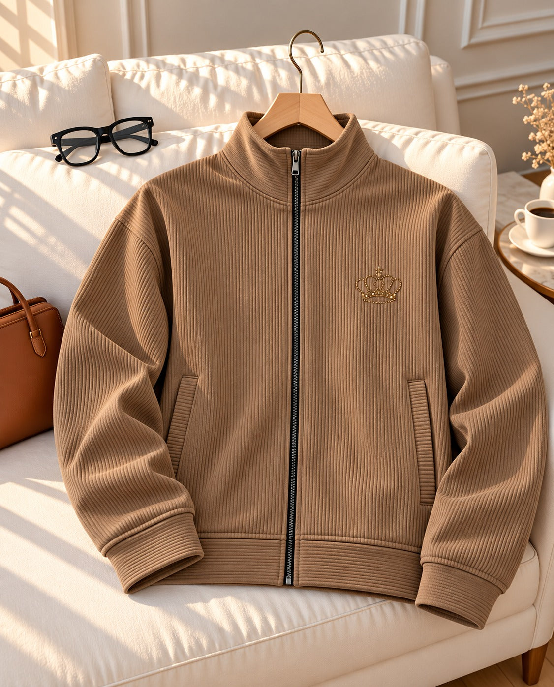 Royal Crown Textured Jacket for ladies (Golden)