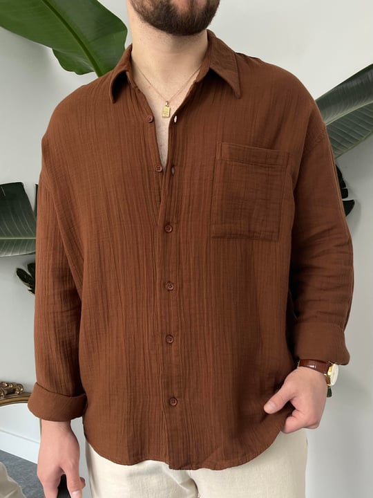 Muslin Long sleeves shirt- Brown