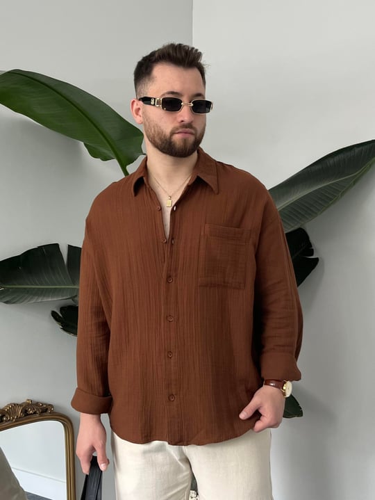 Muslin Long sleeves shirt- Brown