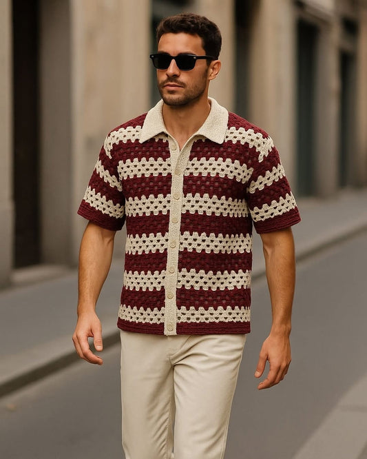 Uzbek Crochet shirt- Mehroon