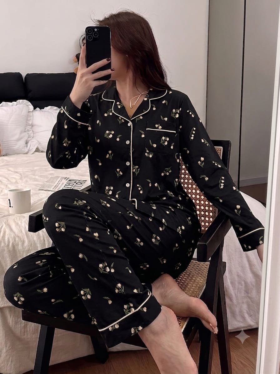 Black Garden pajama Set