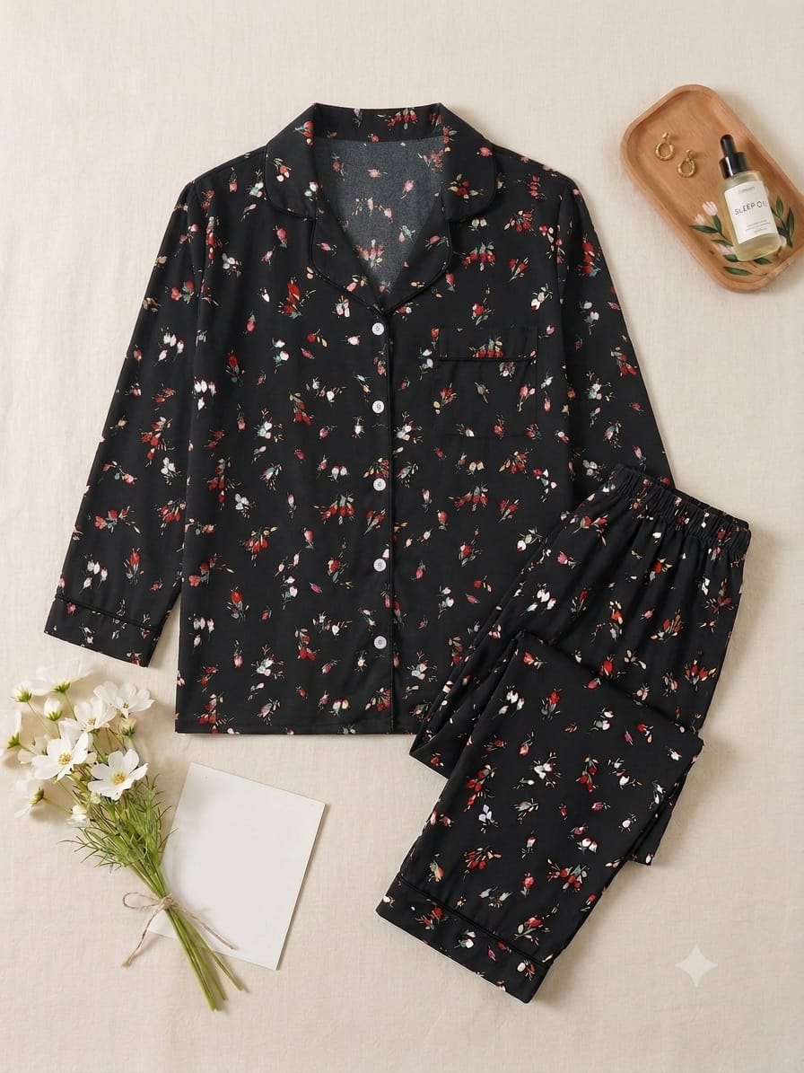 Cute flowers pajama set (Full Sleeves)