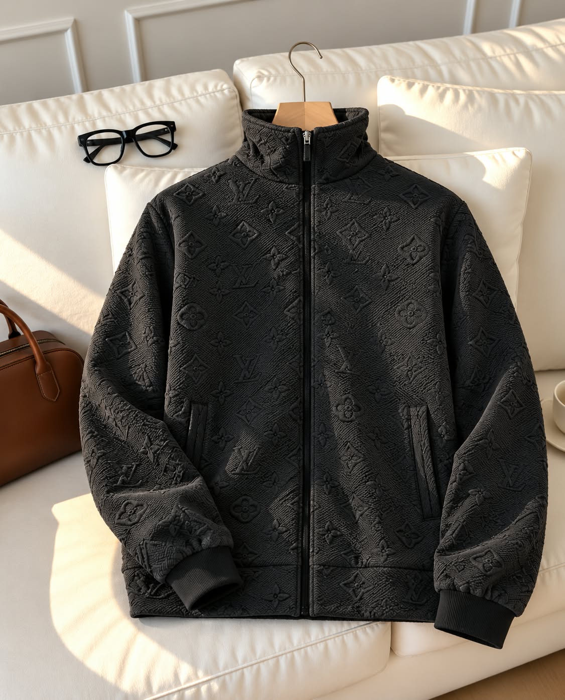 Textured High-Neck Zip Jacket