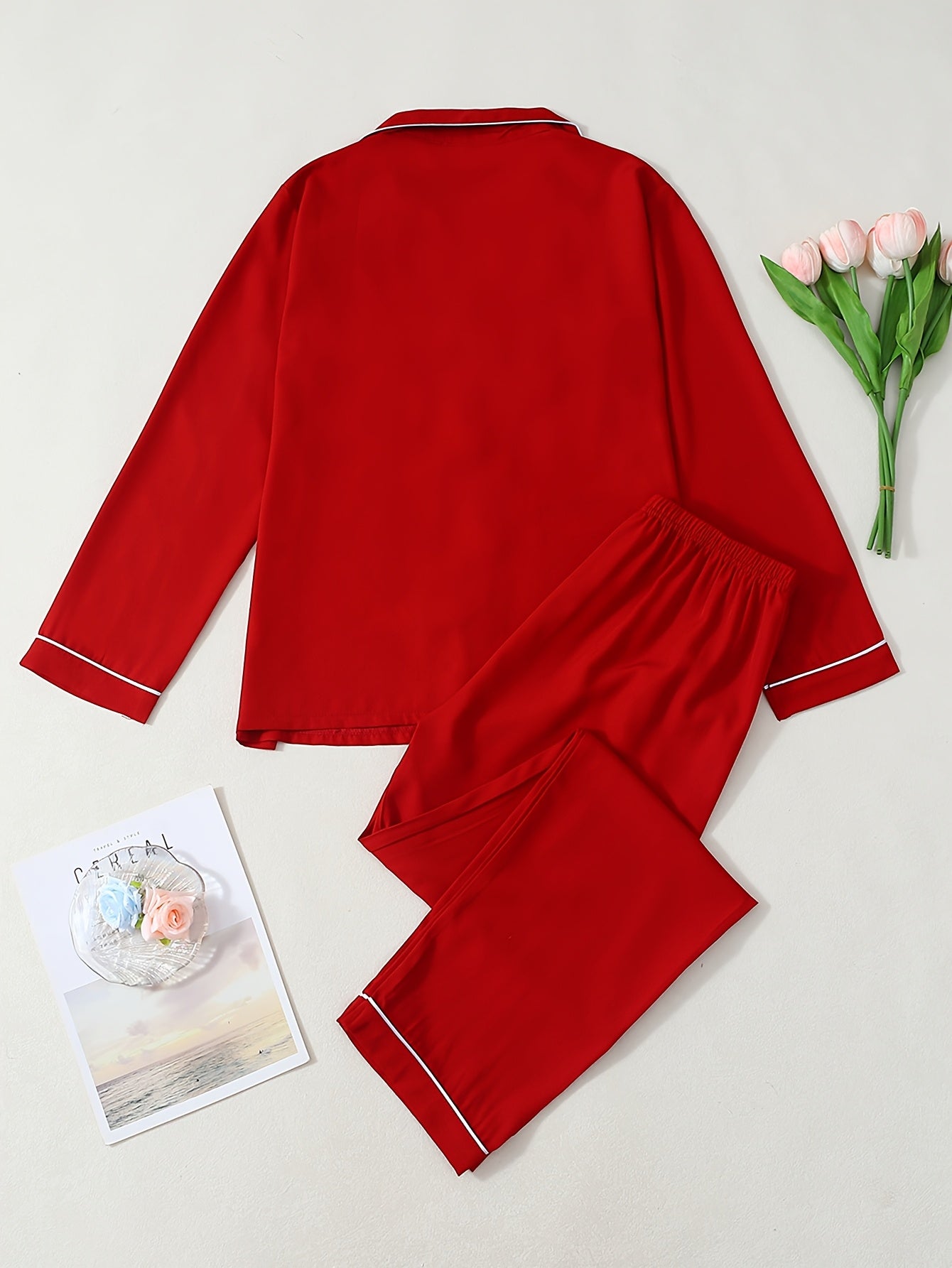 Cardigan Pajama Set (Red)