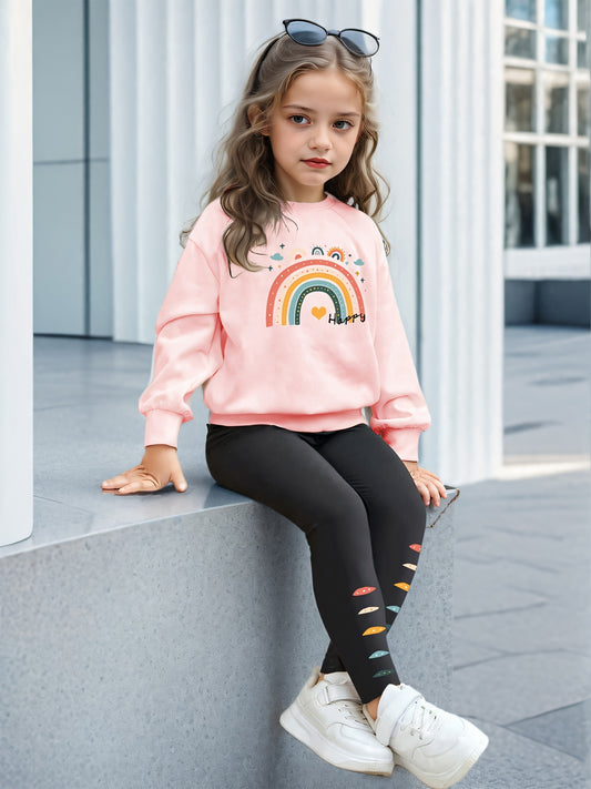 Rainbow tracksuit for girls (Pink)