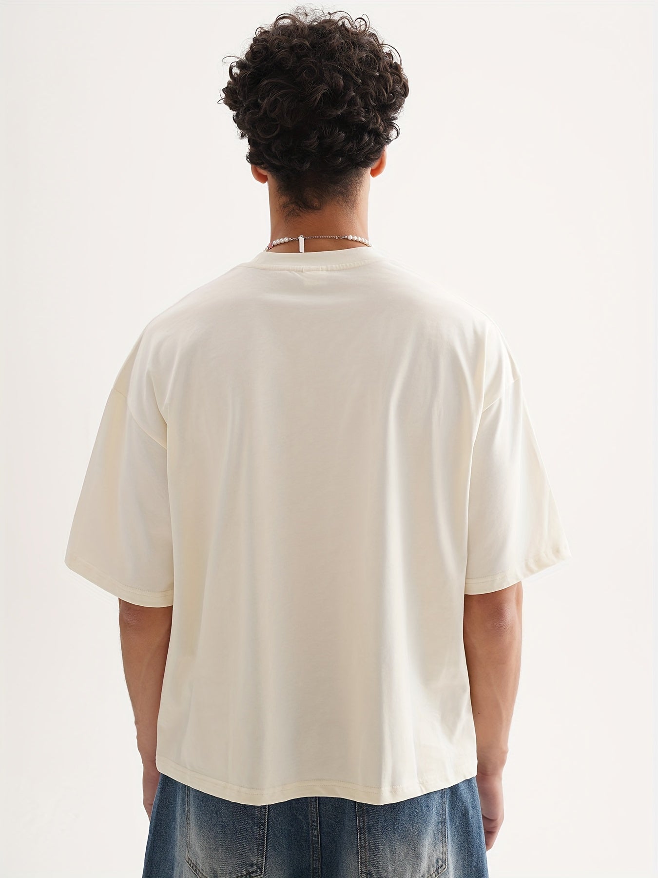 Down shoulder plain t-shirt (Apricot)