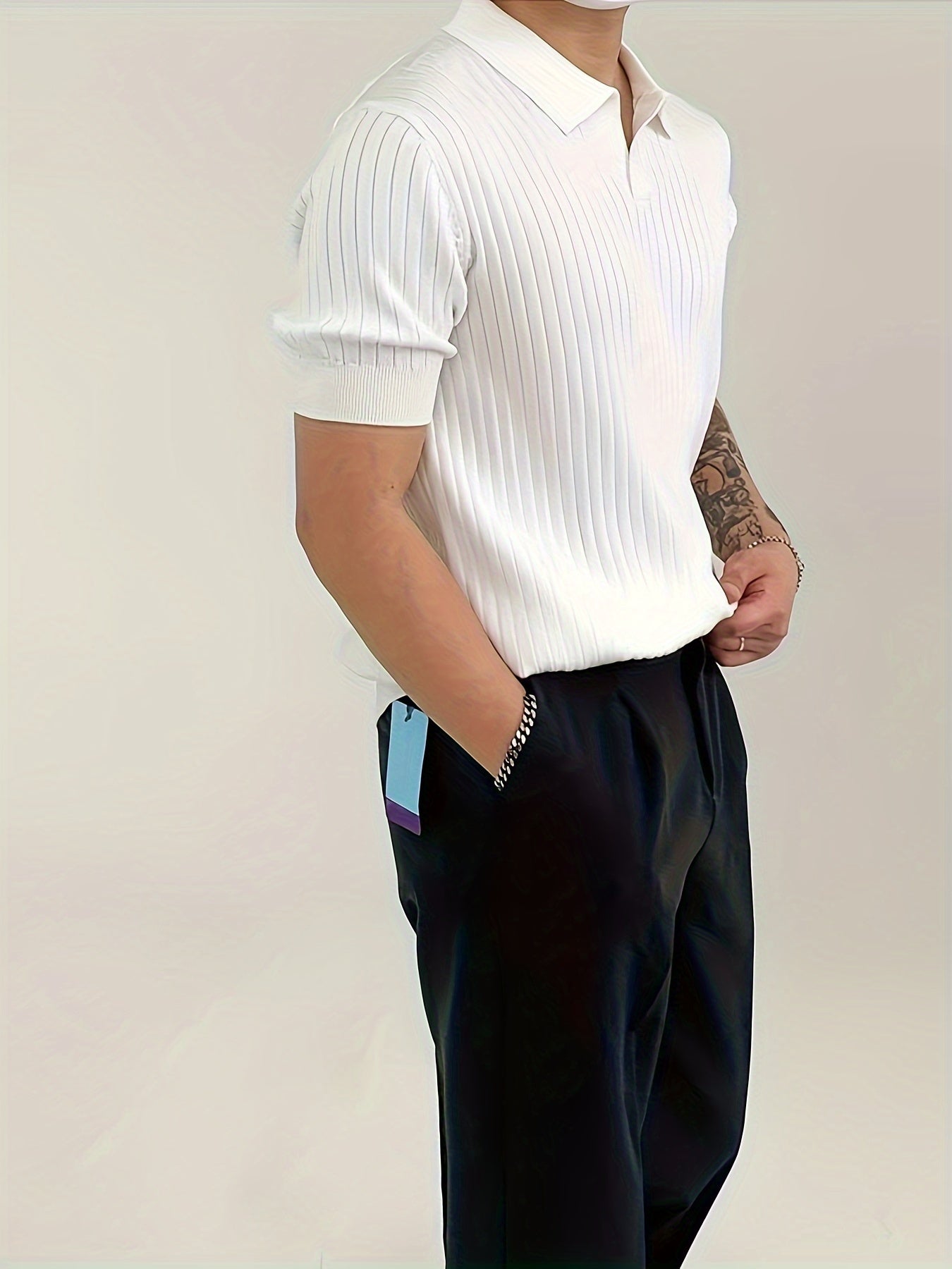 Drop Needle polo shirt (Half Sleeve) - White