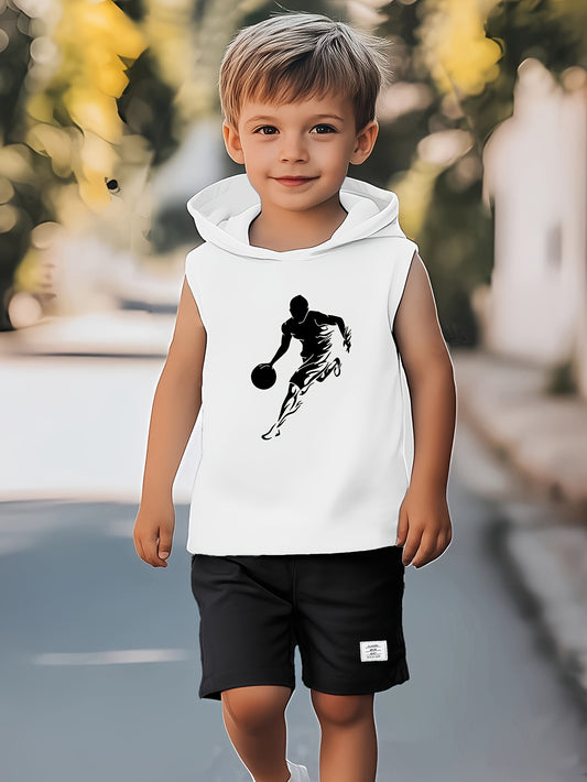Basketball tank top and short set for kids and boys (white)