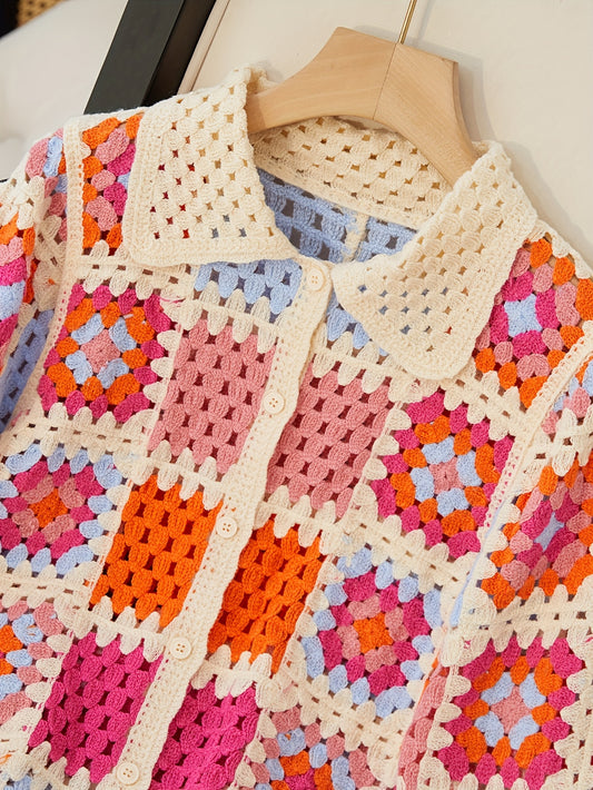 Folk crochet sweater for women