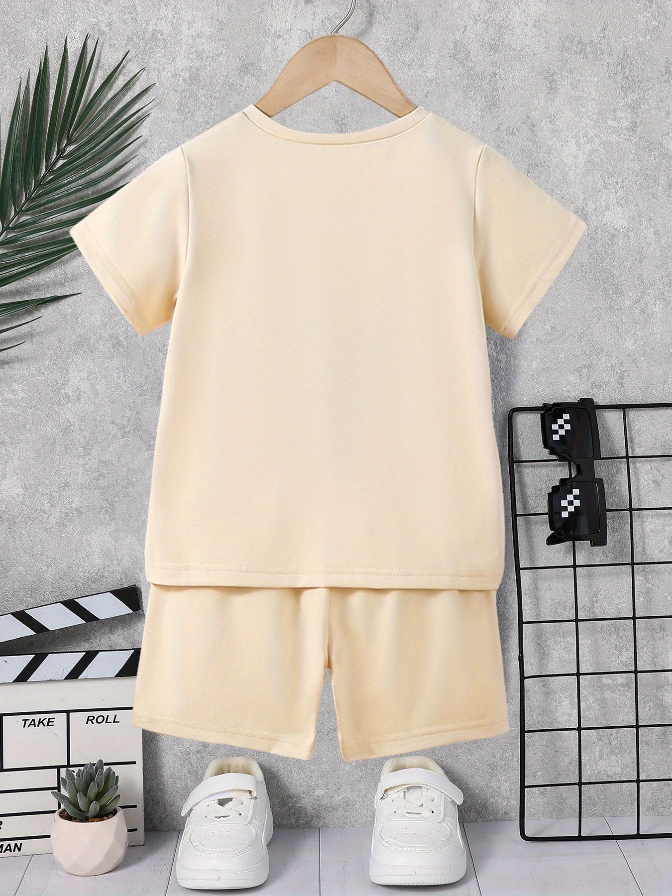 Athletic two piece set for kids and boys (apricot)