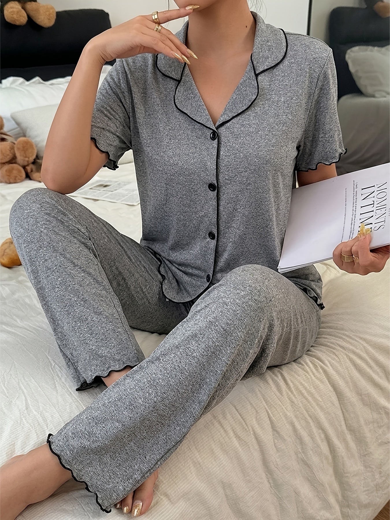 Cardigan Pajama Set (Grey)