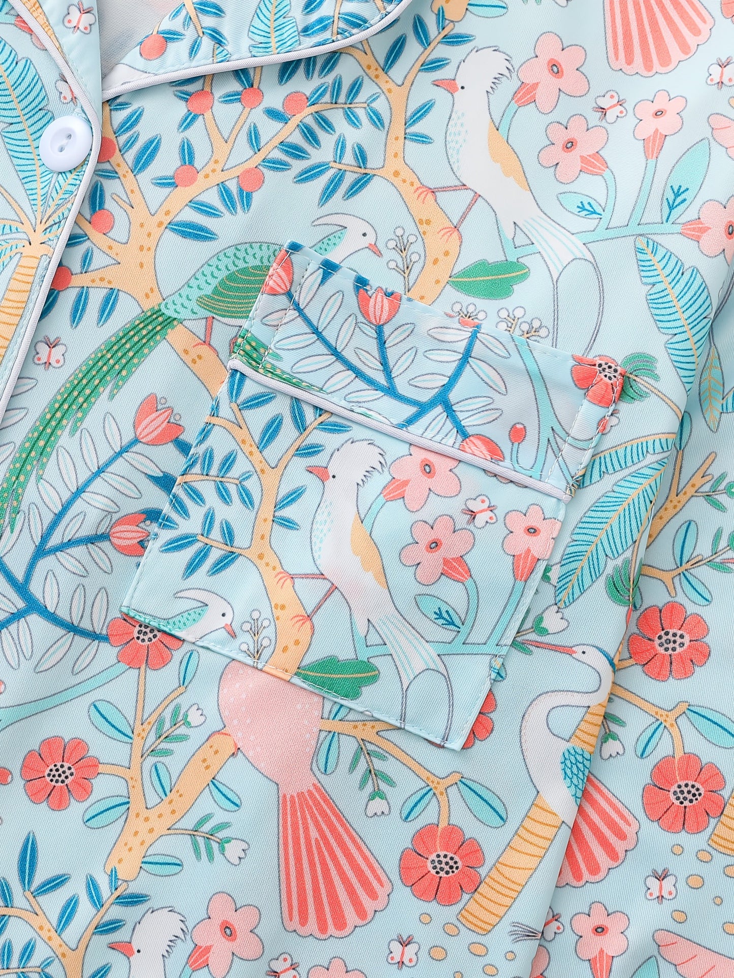 Flowers Charm Pajama set full sleeves (sky blue)