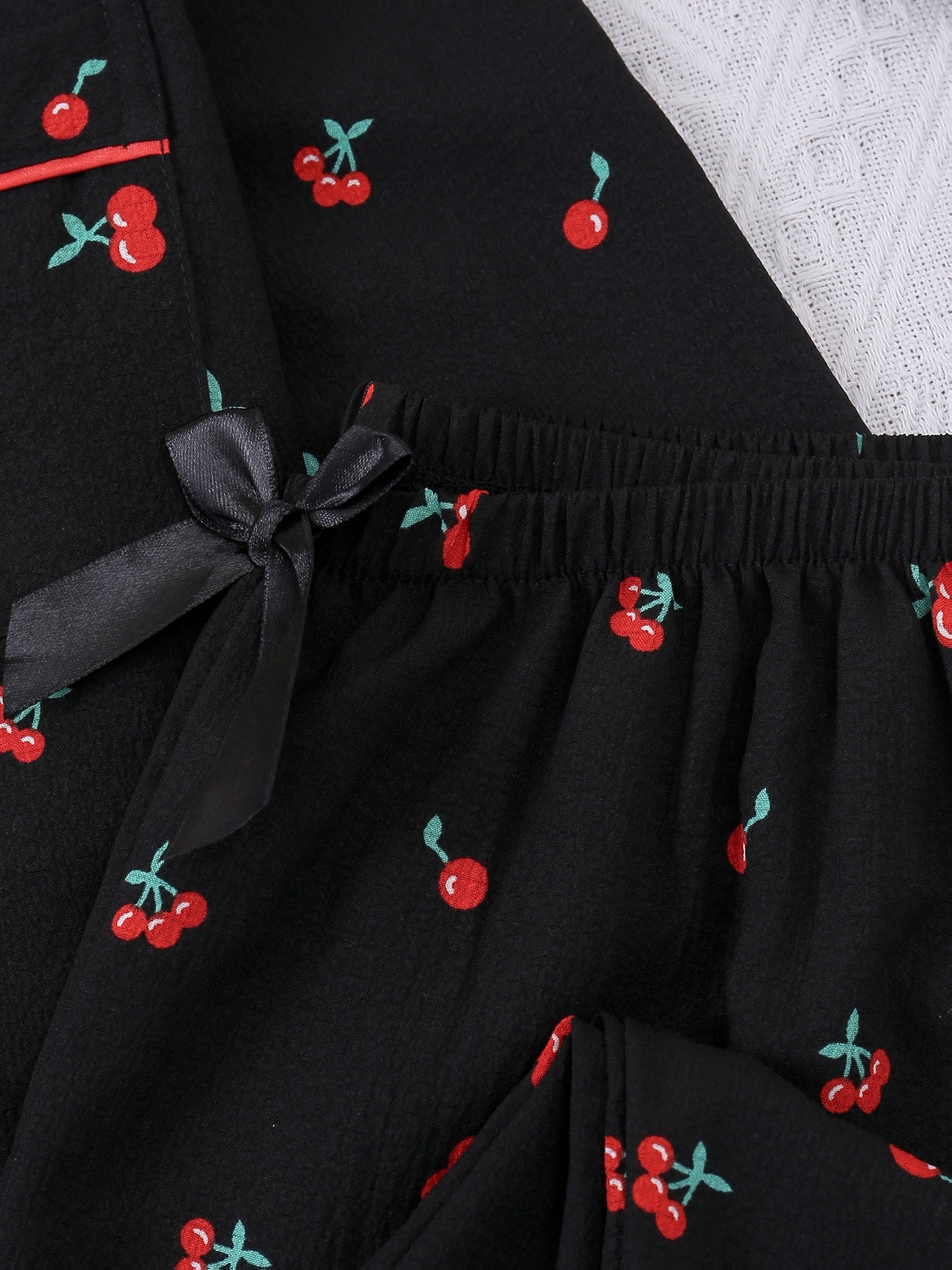 Red Cherry Print Pajama Set (Full Sleeves)