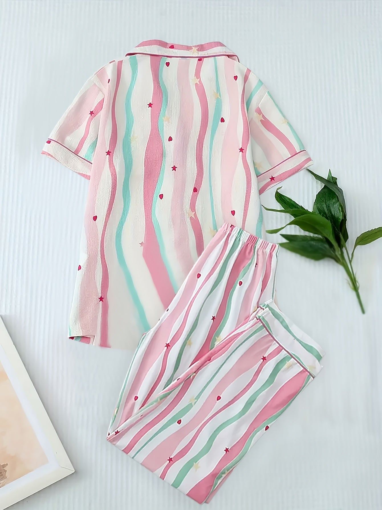 Heart contrasting pajamas set (Four seasons)