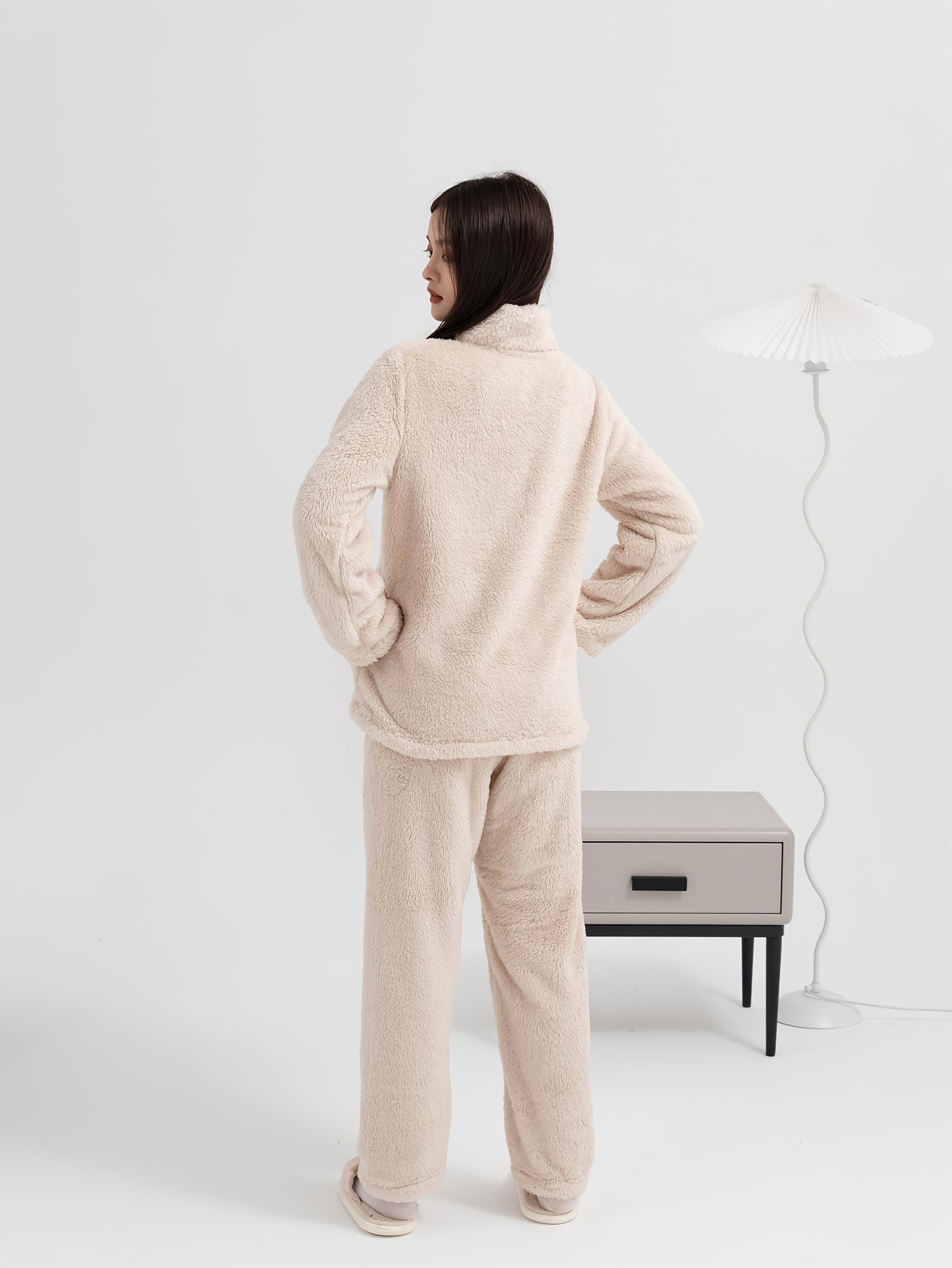 Zipper cardigan and long trouser for girls (Beige)