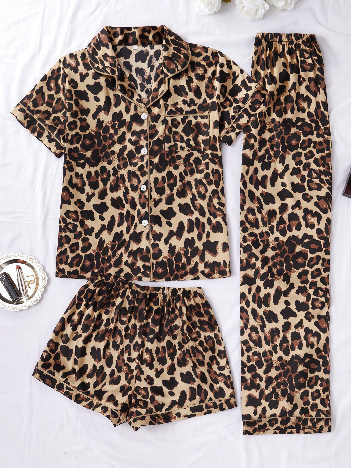 Leopard 3 piece pajama set