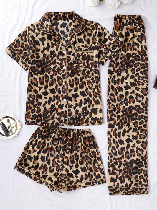 Leopard 3 piece pajama set