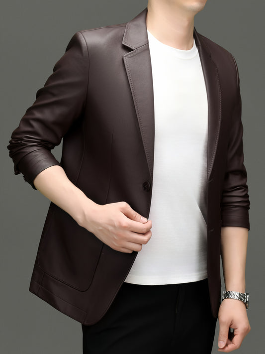 Decent PU leather Blazer (Coffee)