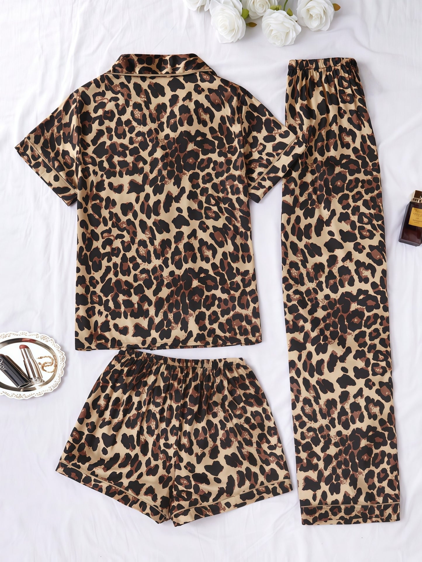 Leopard 3 piece pajama set