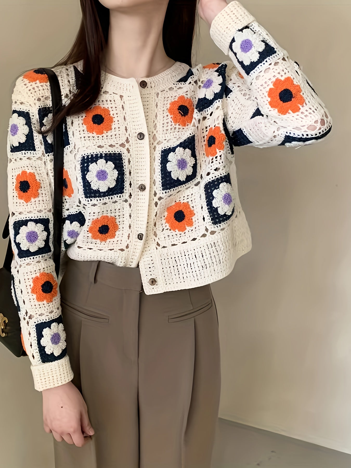 Floral crochet cardigan