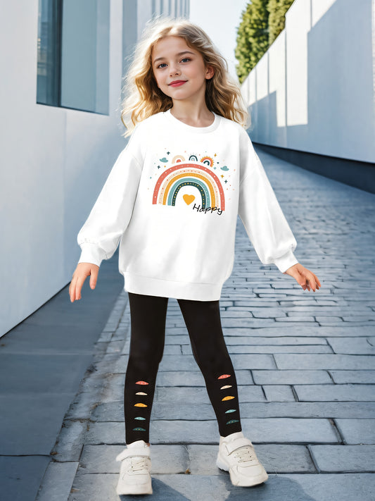 Rainbow tracksuit for girls (White Black)