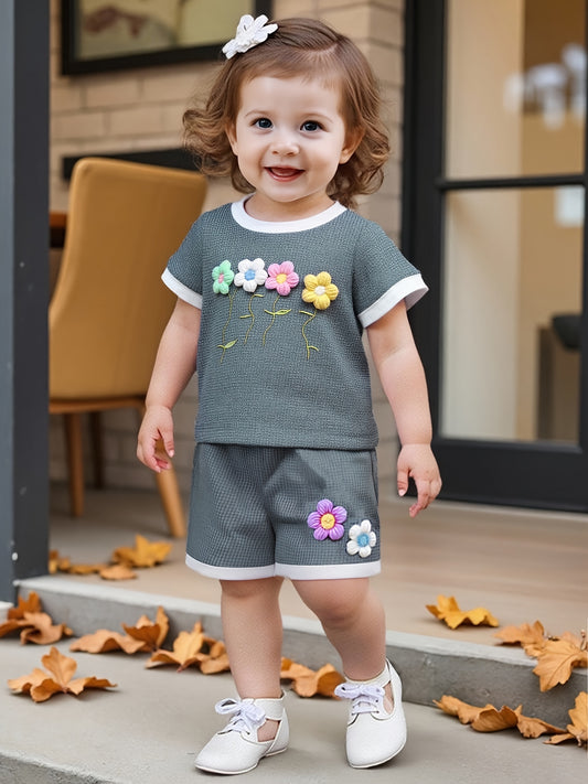 Crochet flower 2 piece set for girl's