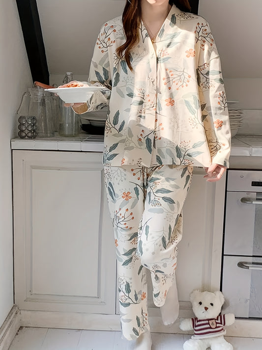 Plant Print Pajama Set