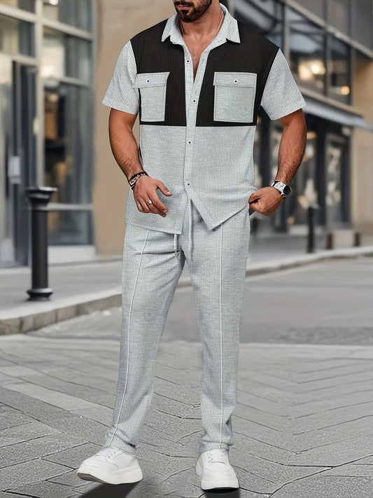 Waffle fabric tracksuit (Grey)