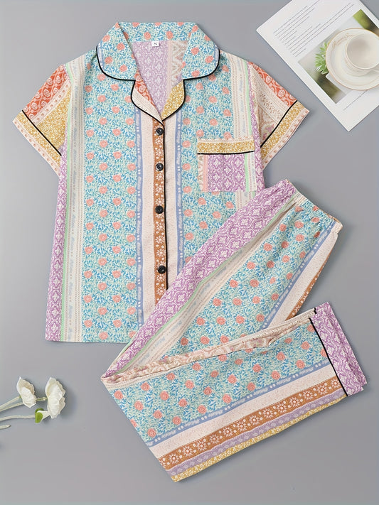 Multicolored Boho style pajamas set (Four seasons)