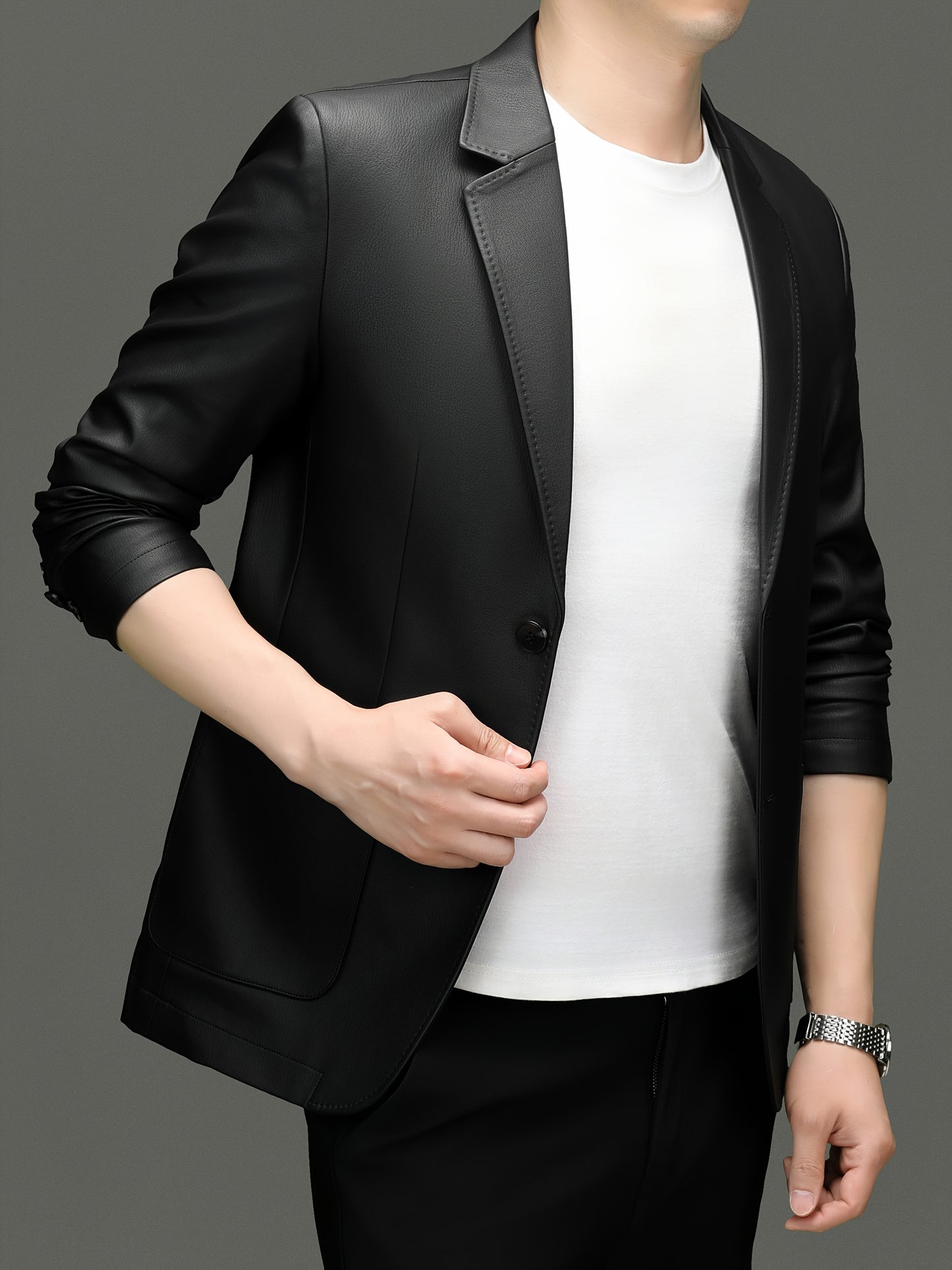 Decent PU leather Blazer (black)