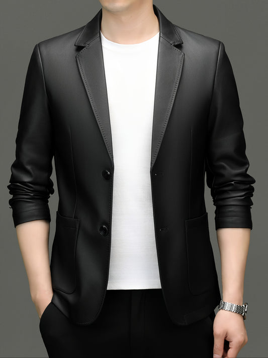 Decent PU leather Blazer (black)