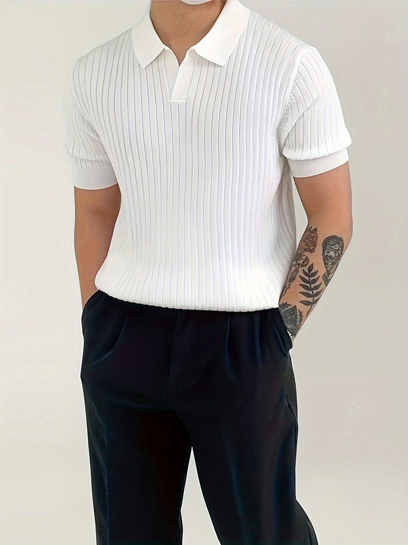 Drop Needle polo shirt (Half Sleeve) - White