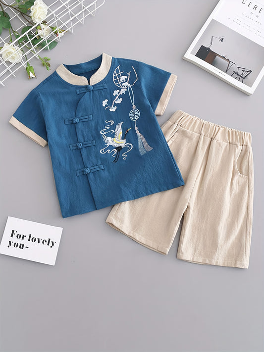 Crane pattern tracksuit for boys/girls