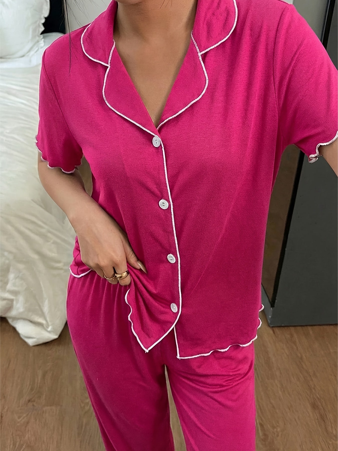 Cardigan Pajama Set (Rose Red)