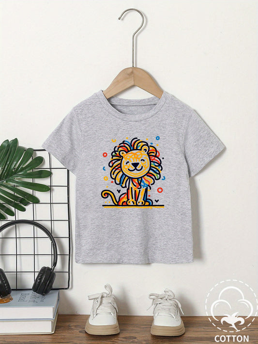 lion t shirt for kids and boys (Grey)