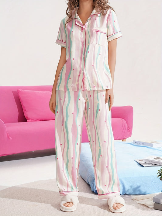 Heart contrasting pajamas set (Four seasons)