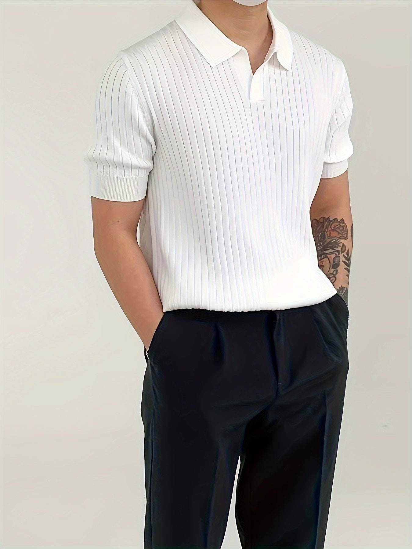 Drop Needle polo shirt (Half Sleeve) - White