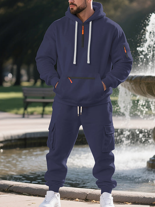 Zipper tracksuit for winter (navy blue)