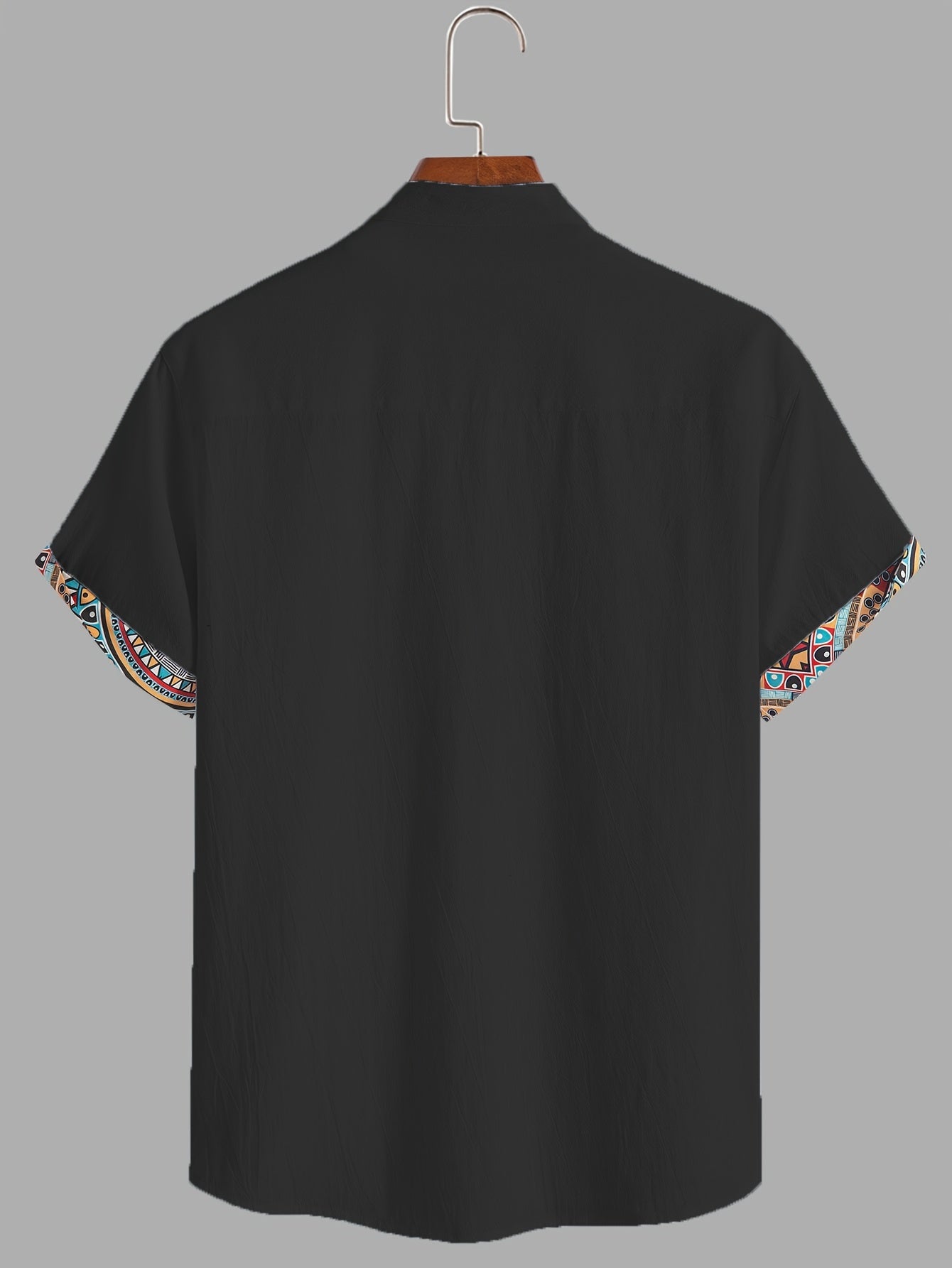 Ethnic ban collar shirt (Black)