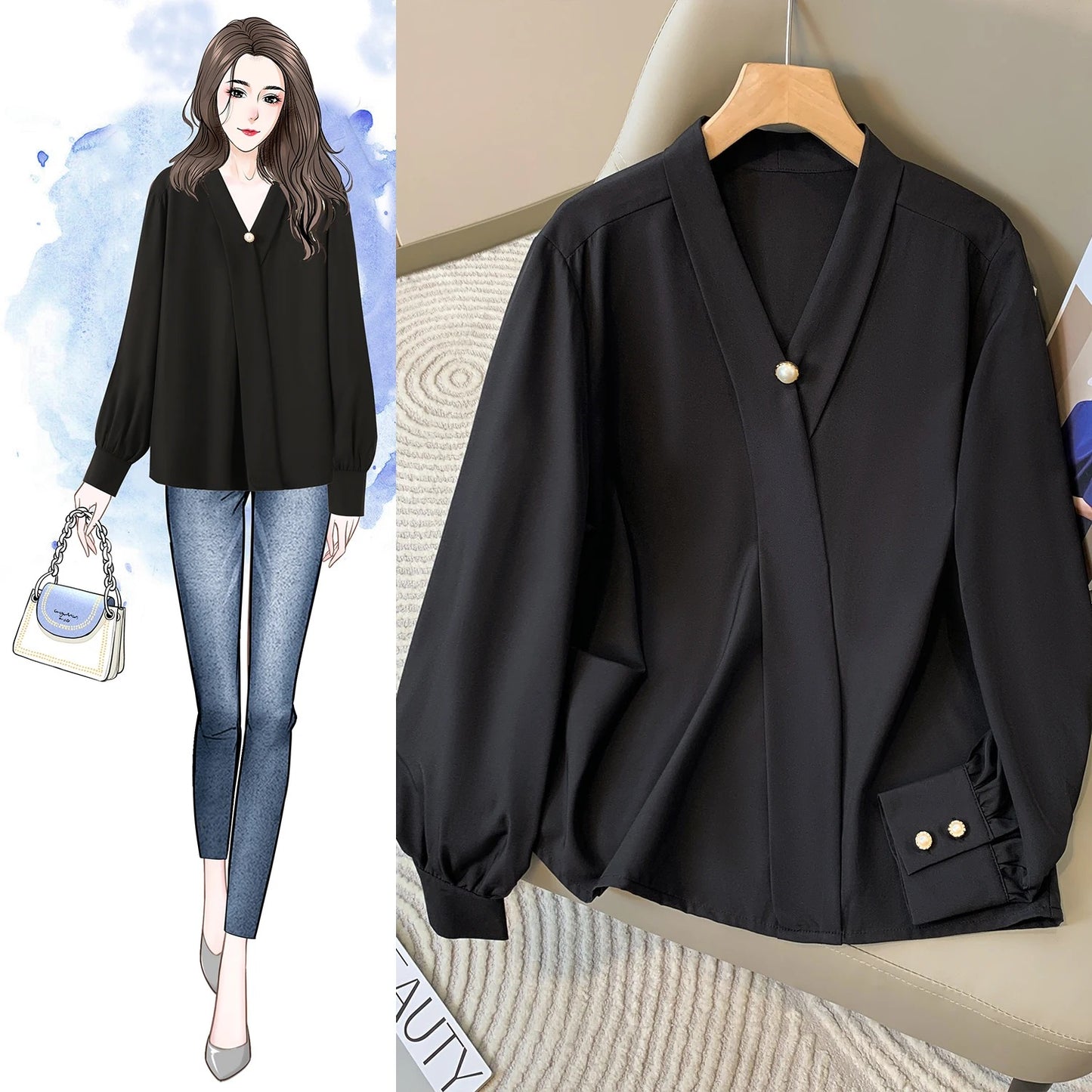 Korean shirt (Black)